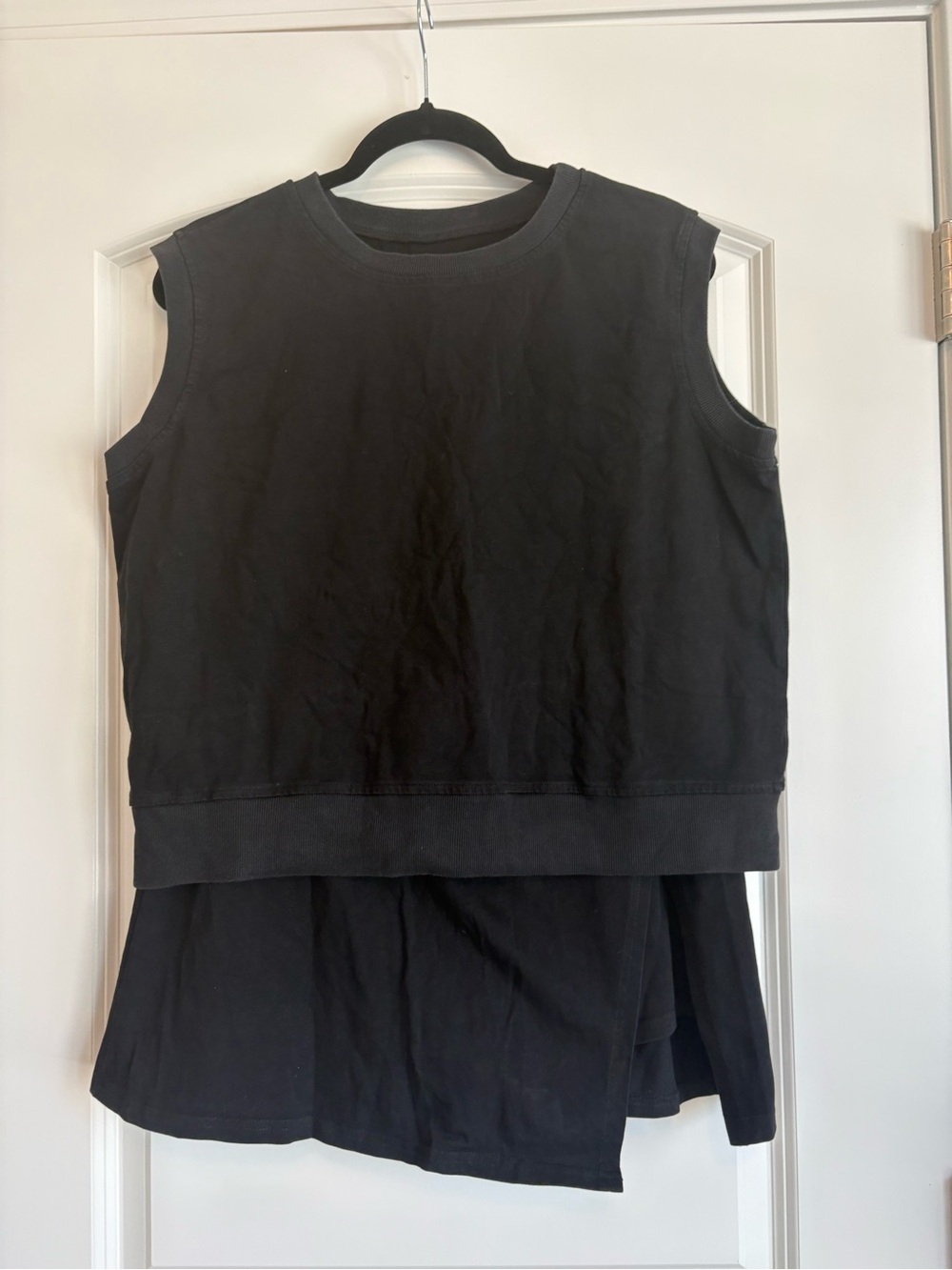 Black Layered Sleeveless Tank Top and Skort Set- New!
